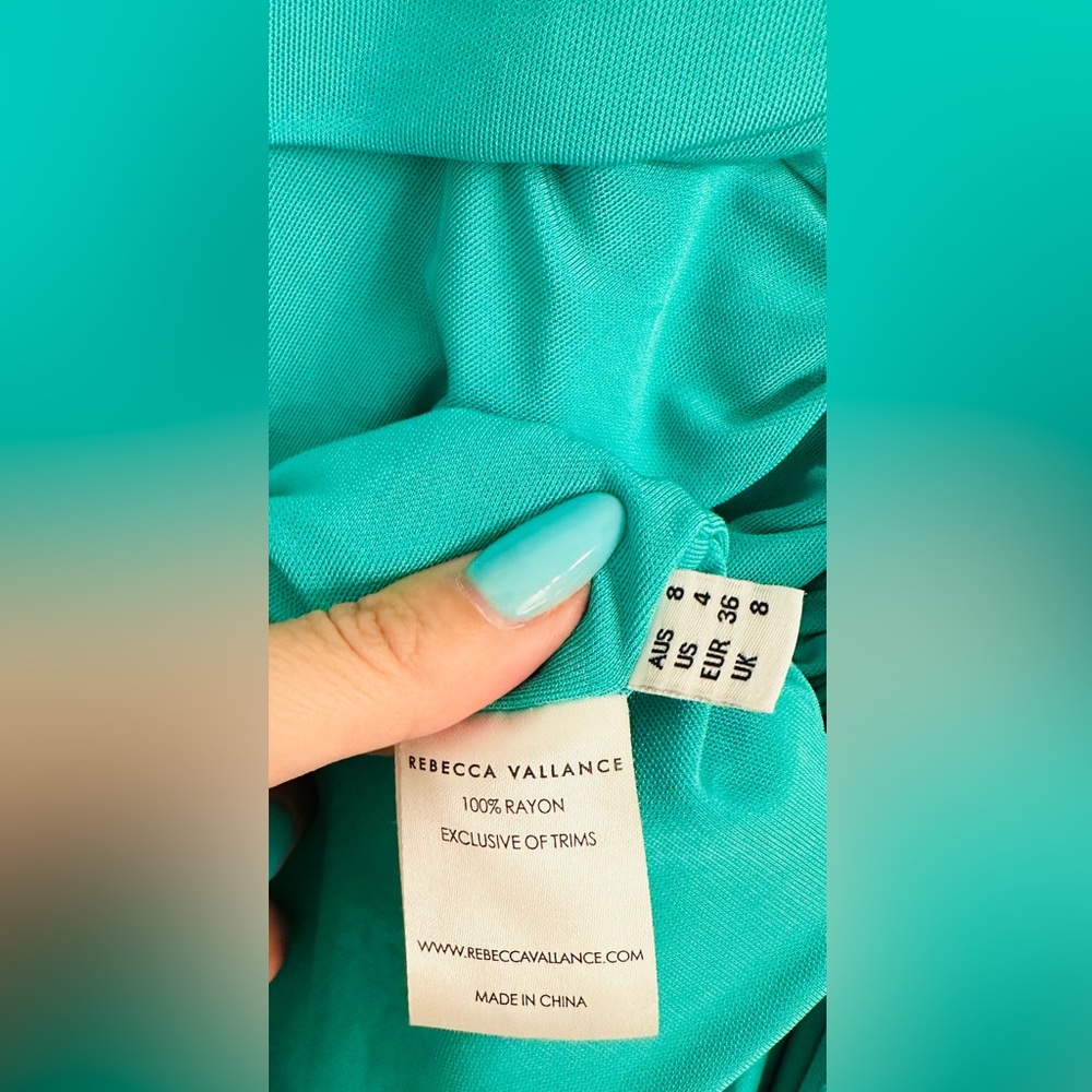 Rebecca Vallance RICCARDO MINI DRESS TURQUOISE US Size 4 Original Price $530 - Picture 8 of 10